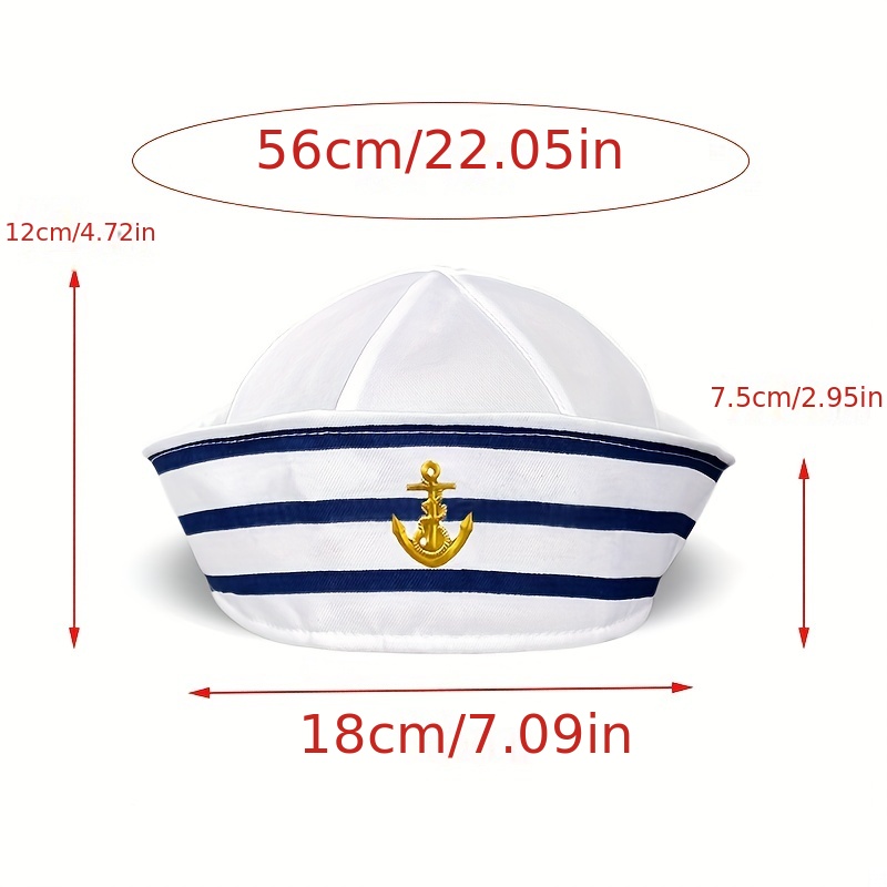 Striped Navy Sailor Hat For Men And Women Nautical Hat For Yacht Captains  And Sailors Round Top With Six Panel Flip Up Brim And No Visor - Jewelry &  Accessories - Temu Canada