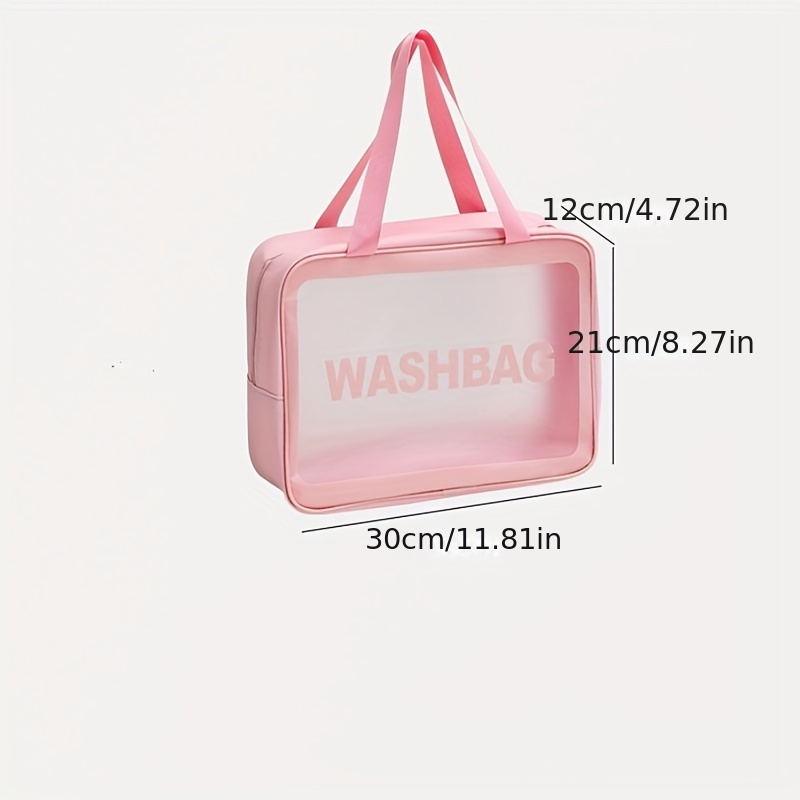 large capacity wash bag waterproof portable cosmetic bag with handle travel toiletry pouch frosted makeup organizer for home travel use details 3