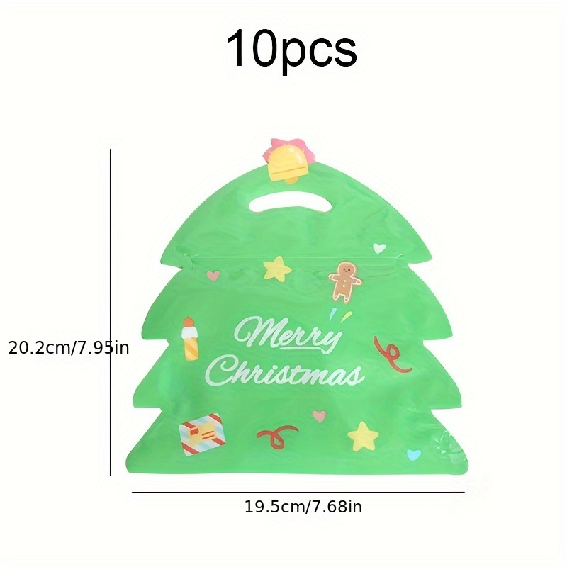 10Pcs Christmas Ziplock Bag Plastic Cartoon Candy Gift Ziplock Packaging  Bag Christmas Tree Elk Cookies Snack Storage Bags