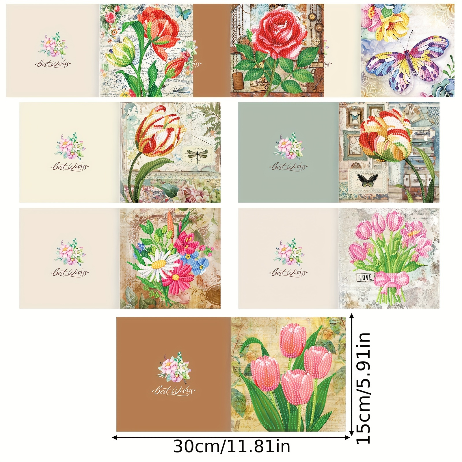 Diamond Painting Diy Greeting Card Birthday Flowers And - Temu