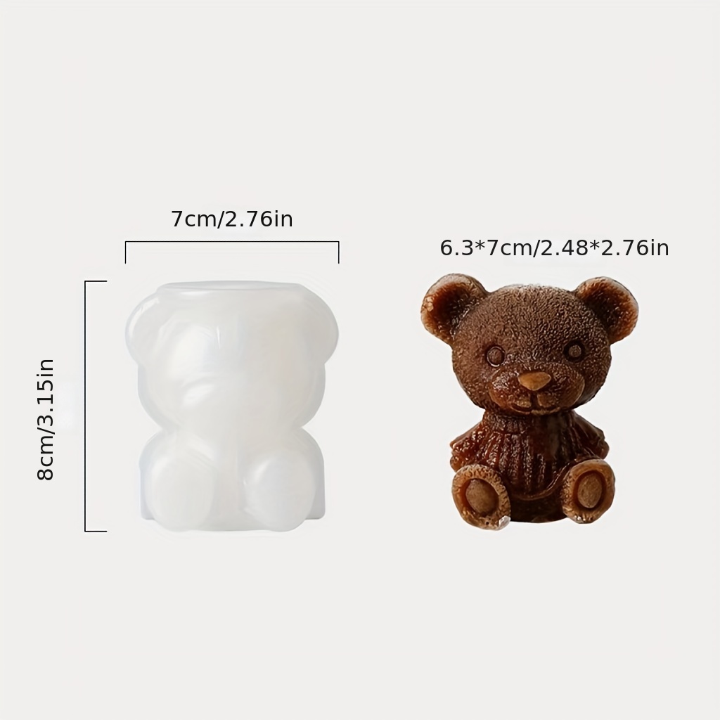 3D Silicone Mold Bear Shape Mould Tray White Little Bear Ice Cube Maker DIY