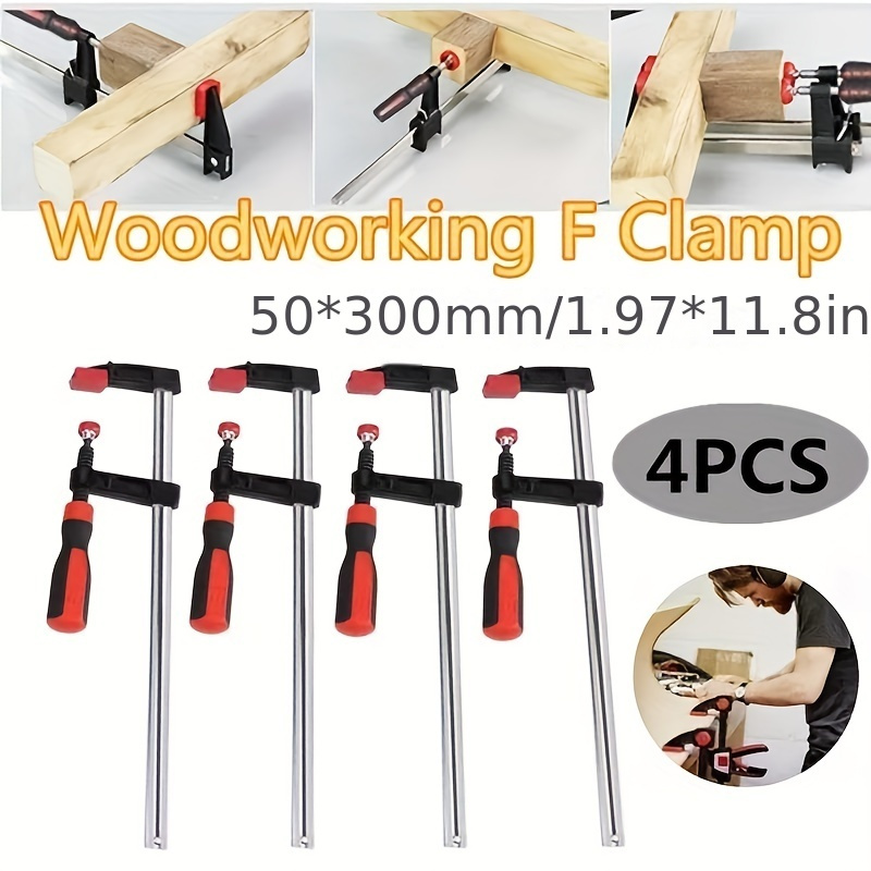 

4pcs/set Woodworking F Clamp, Heavy Duty F Clamps Woodworking Bar Clips Diy Hand Tool Kit 50*300mm