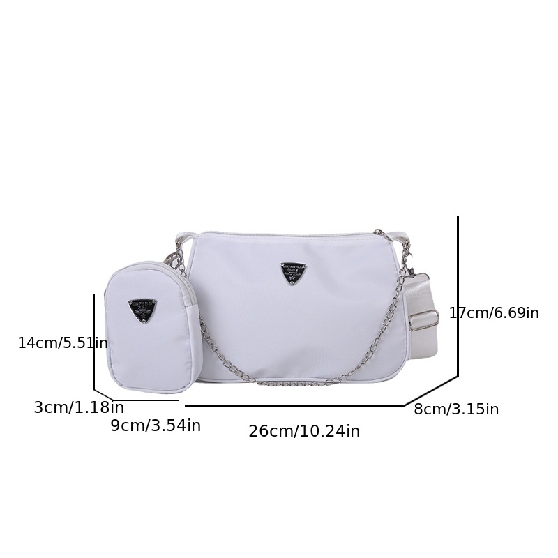 Trendy Solid Color Shoulder Bag With Mini Pouch, All-match Bag With Chain  Strap Decor, Crossbody Bag & Purse For Women - Temu Australia