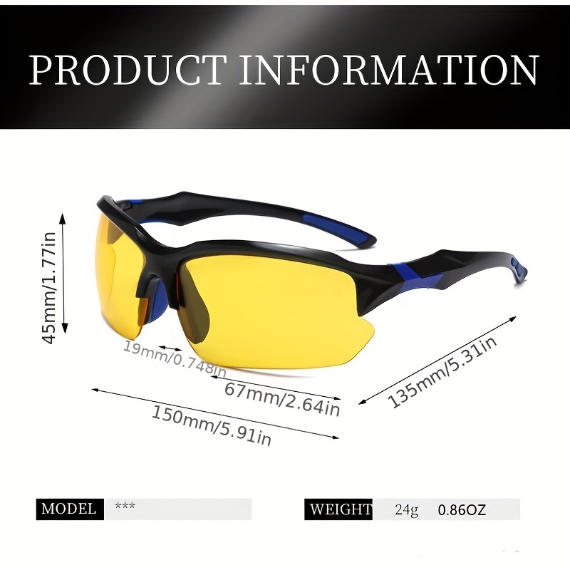 1pc Mens Trendy Casual Yellow Lens Sports Professional Night