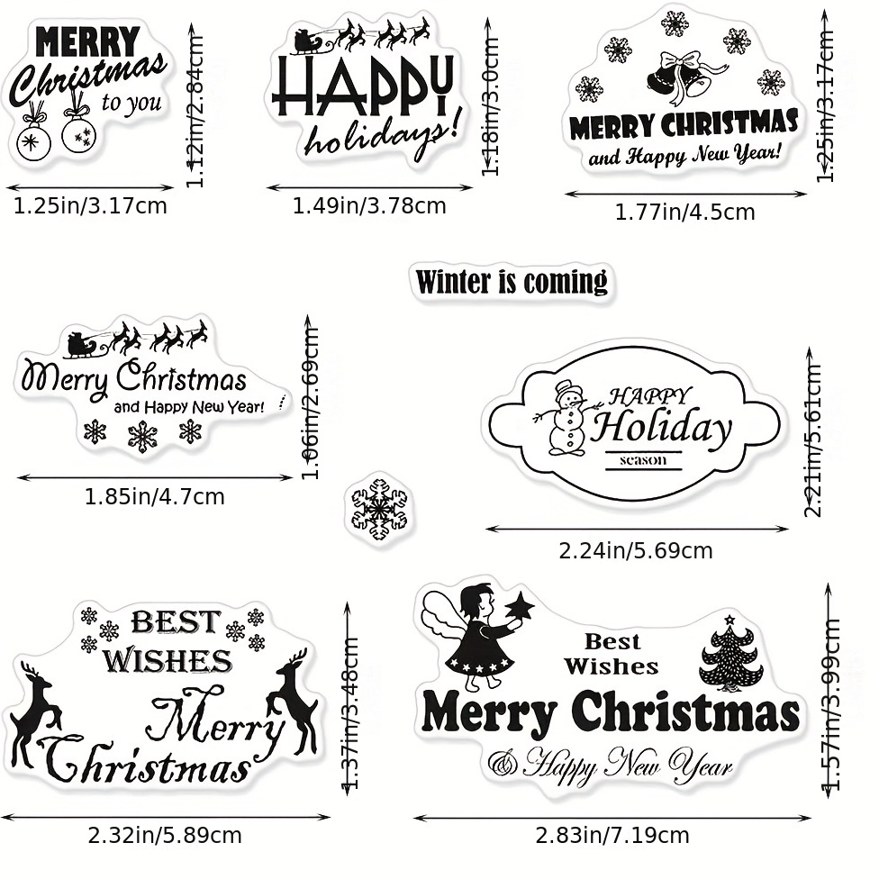  Merry Christmas Words Clear Stamps for Card Making