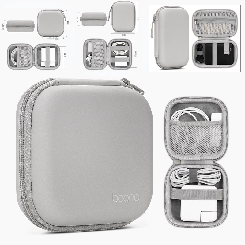 Ovale-Noir--Sac de rangement pour Gadgets numériques, Mini coque rigide  Portable, sac de rangement en cuir ar
