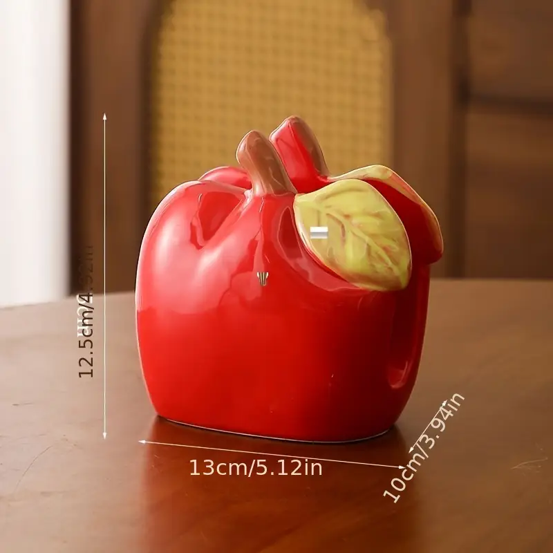 1pc ceramic shaped tissue box holder cute quirky red or green design with leaf accents oil rubbed durable rectangular home decor for living room kitchen office bathroom decor kitchen accessory design decorative ceramic office accessory fun accent handcrafted novelty accessory interior designers Product details 2