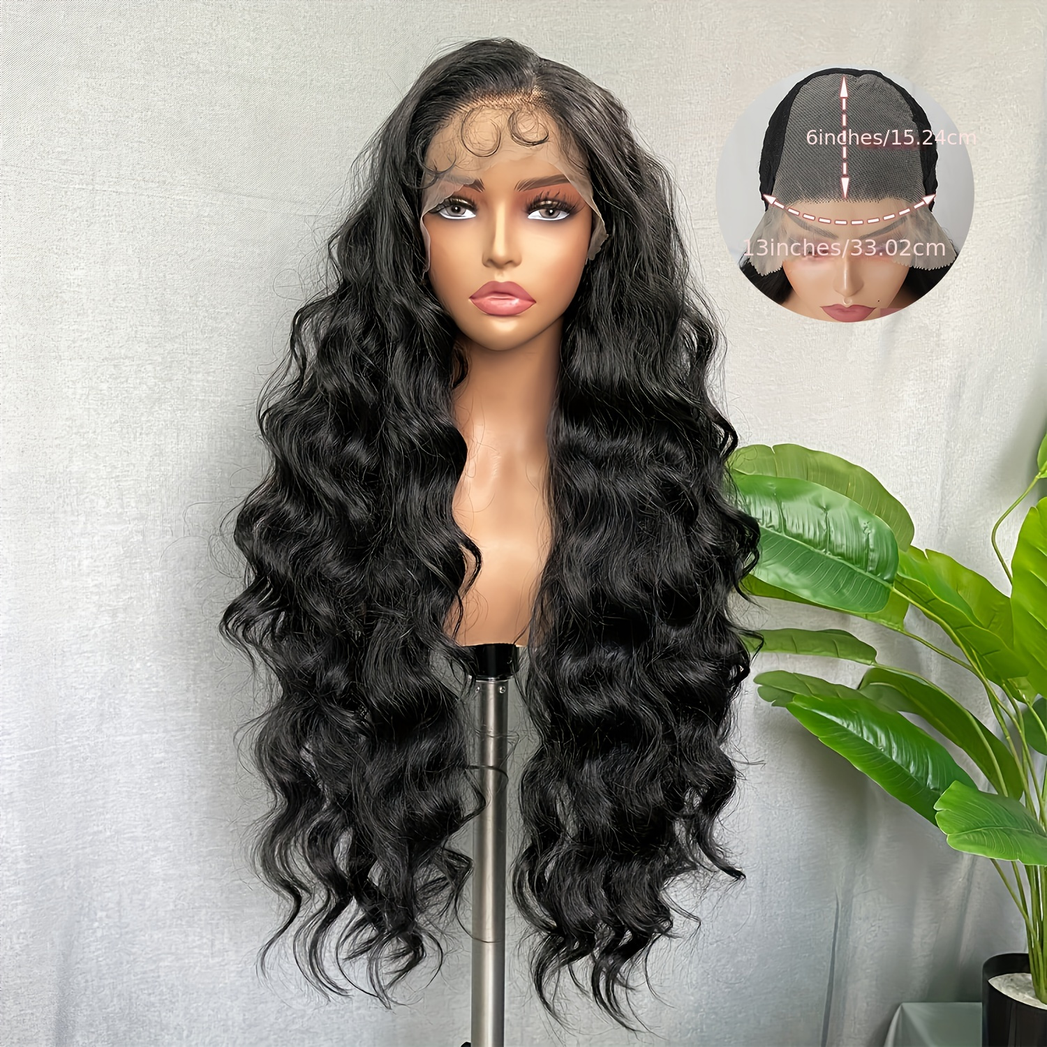 13 4 Lace Front Wigs Black Long Loose Curly Wave Synthetic Temu