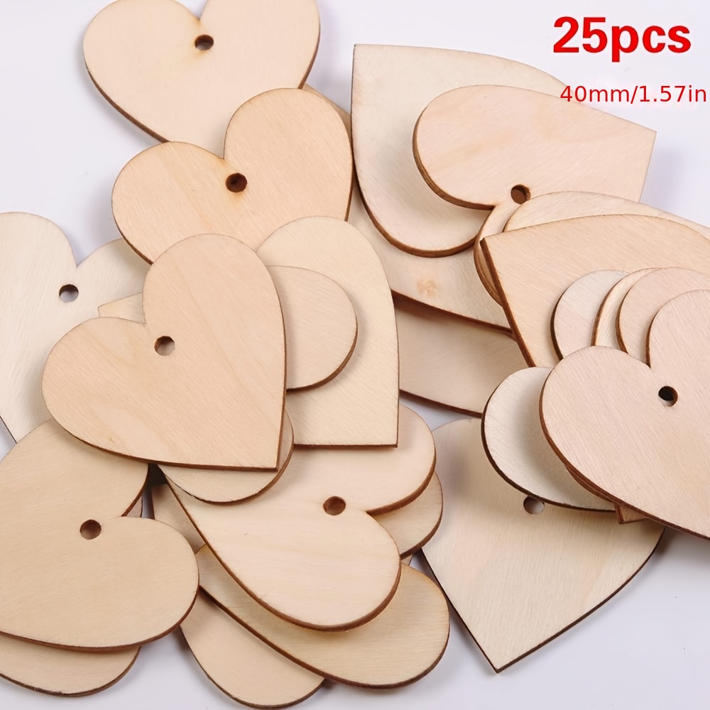 100pcs 100mm Wood Heart Blank Wooden Heart Embellishments With