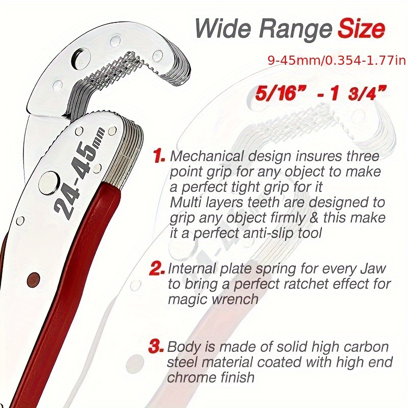 

Magic Universal Wrench Universal Versatile Wrench Quick Pipe Wrench Double Open Adjustable Wrench, Suitable For All Kinds Of Maintenance Situations, Your Home Maintenance Helper