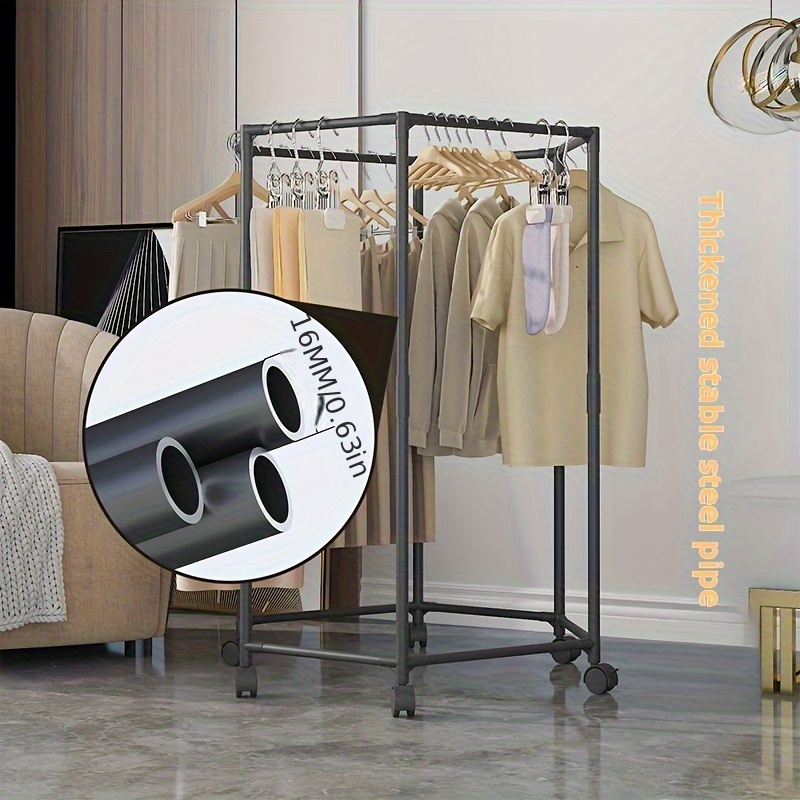 hexagonal rotating clothes rack wheels 360 swivel floor Temu