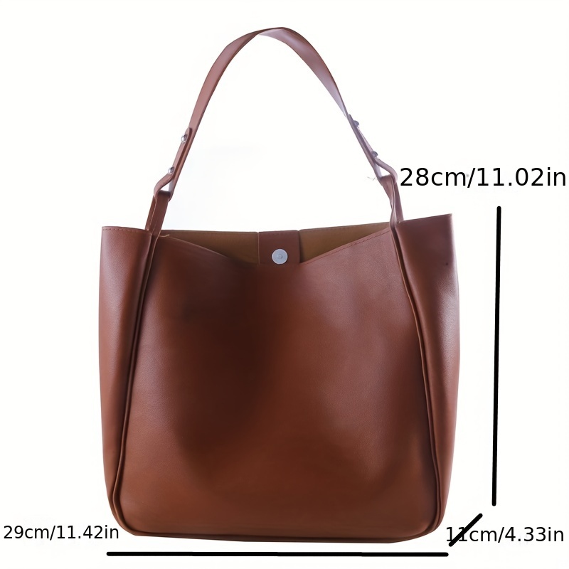 Simple Versatile Solid Color Shoulder Bag PU Leather Hobo Tote Bag