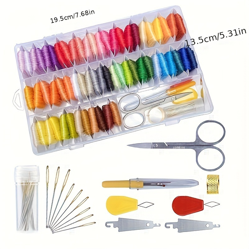Embroidery Thread Kit, Embroidery Cross Stitch Kit With 50 Colors  Friendship Bracelet Floss And Cross Stitch Tools For Embroidery And  Friendship Bracelet Thread Making - Temu
