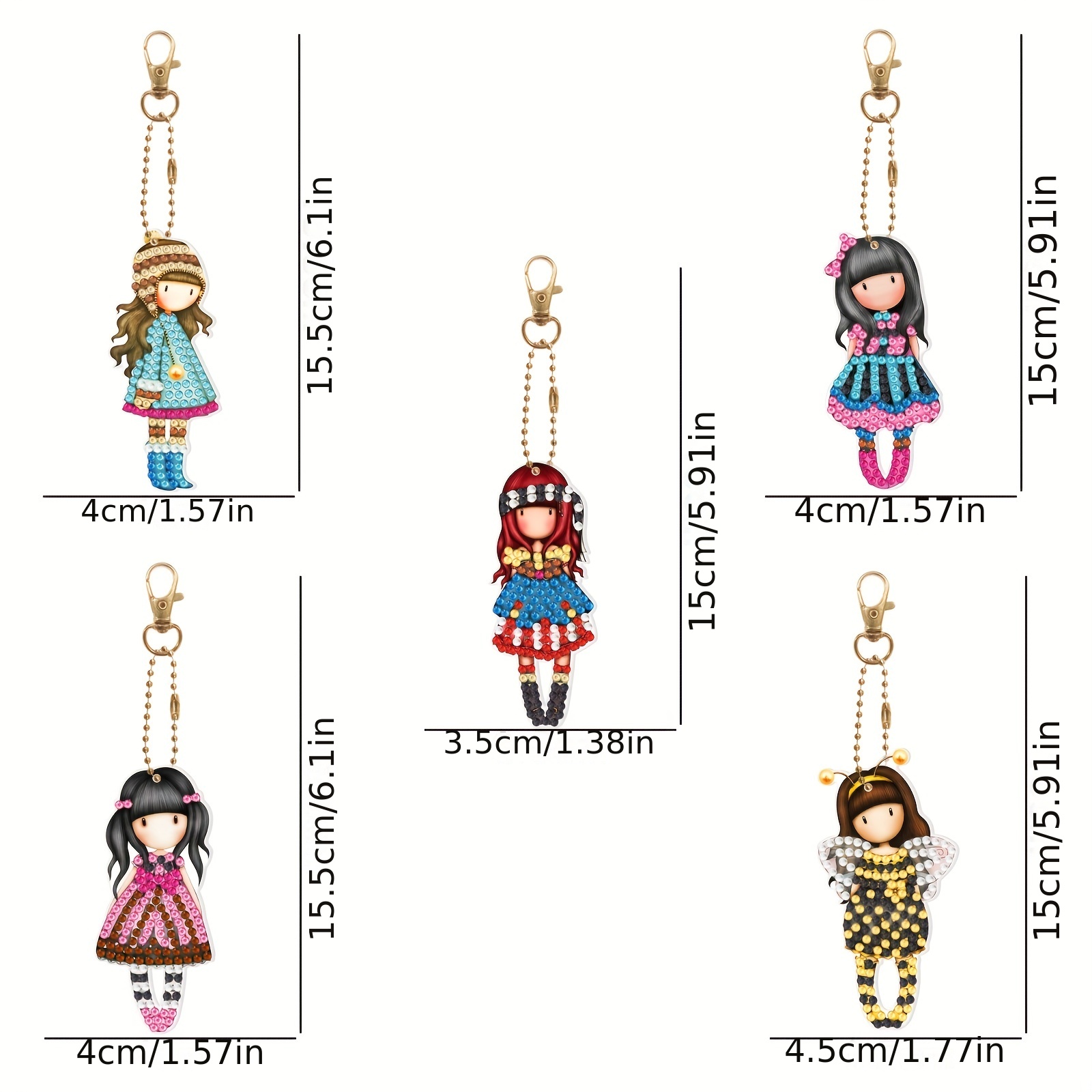5D Diamond Painting Keychain Cute Girl Keychain Cartoon Animal Colorful Diamond Mosaic Kit Backpack Pendant Diy Daughter's Gift