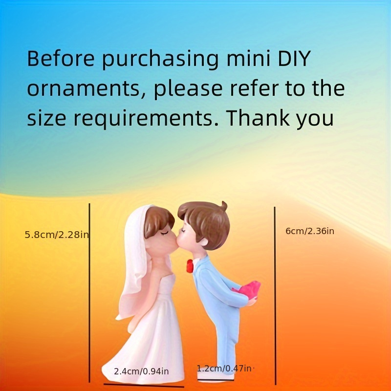 Image of 1 Pair Micro Landscape Landscaping Decoration Cartoon Wedding Couple Plastic Ornaments