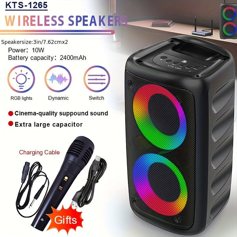 

Wireless Speaker With Subwoofer, Large Boombox Speaker, Stereo Speaker, Subwoofer, Outdoor Wireless Speaker, Party Disco Light, Tws, Tf, Aux, Mic