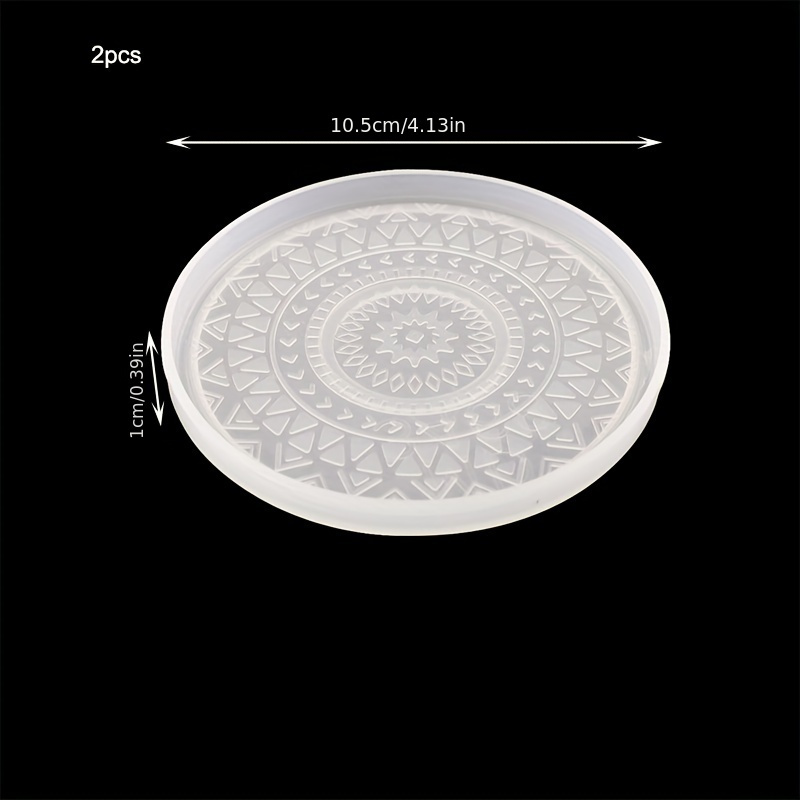 2pcs Mandala Round Coaster Resin Casting Molds, Silicone Epoxy Resin Molds For Diy Cup Mats, Bowl Mats, Candle Holders, Home Decor - Durable Material