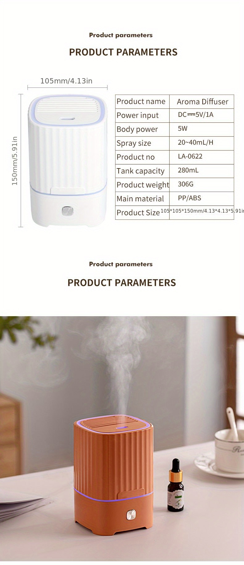 1pc 7 color led ultrasonic aromatherapy diffuser aroma essential oil diffuser air aromatherapy machine usb personal desktop noiseless cool mist humidifier with auto off protection for home bedroom or dormitory details 8