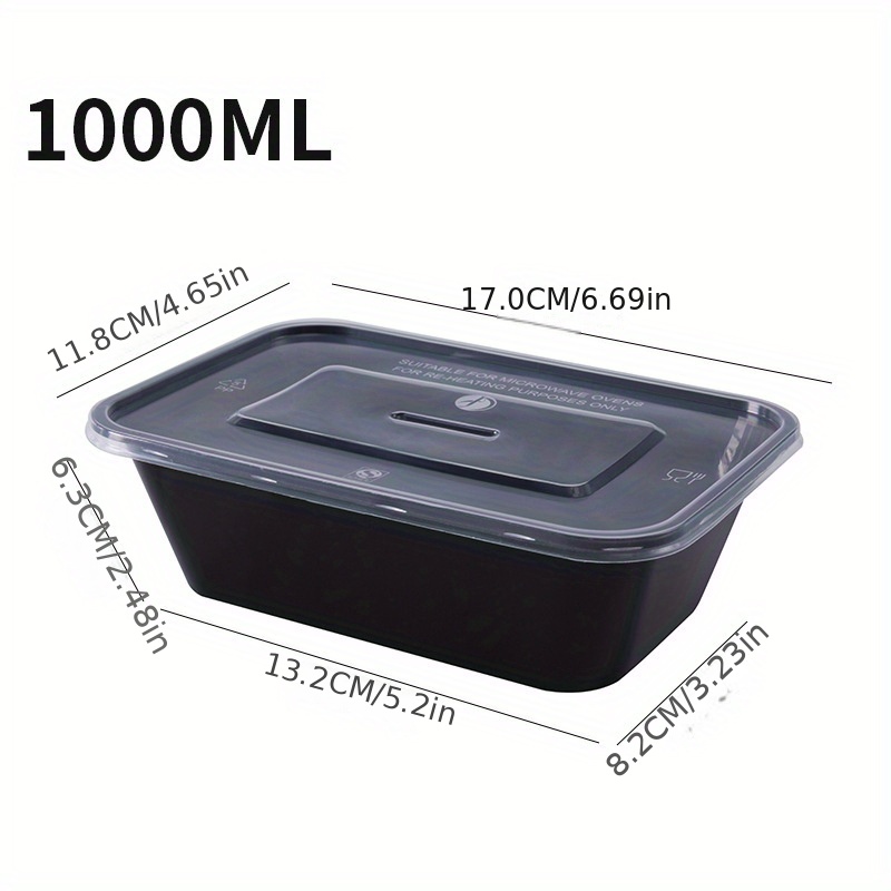 20pcs 1000ml Disposable Meal Prep Containers 2-compartment Food