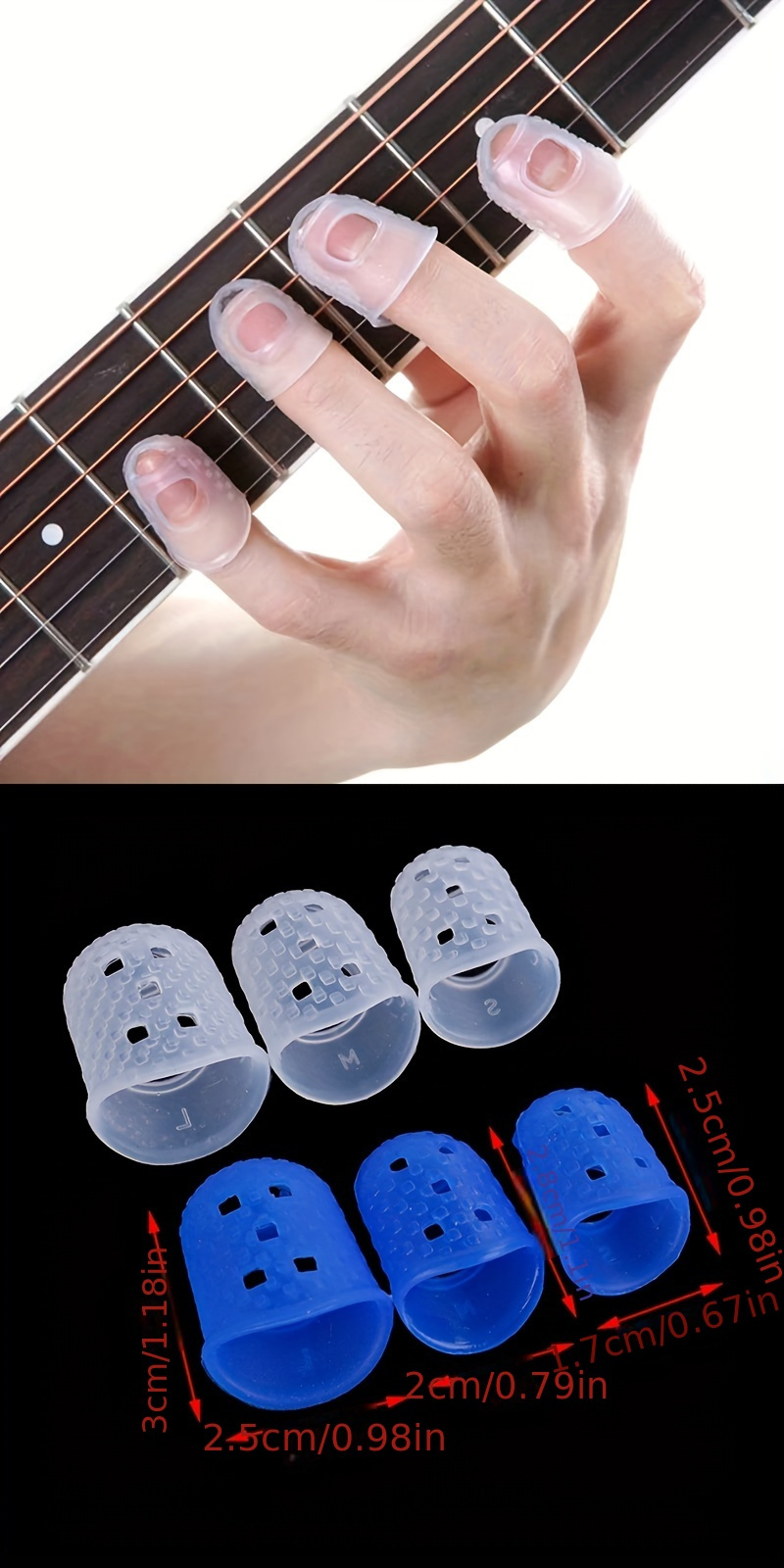 Protège-doigts de guitare en silicone, bout des doigts de guitare