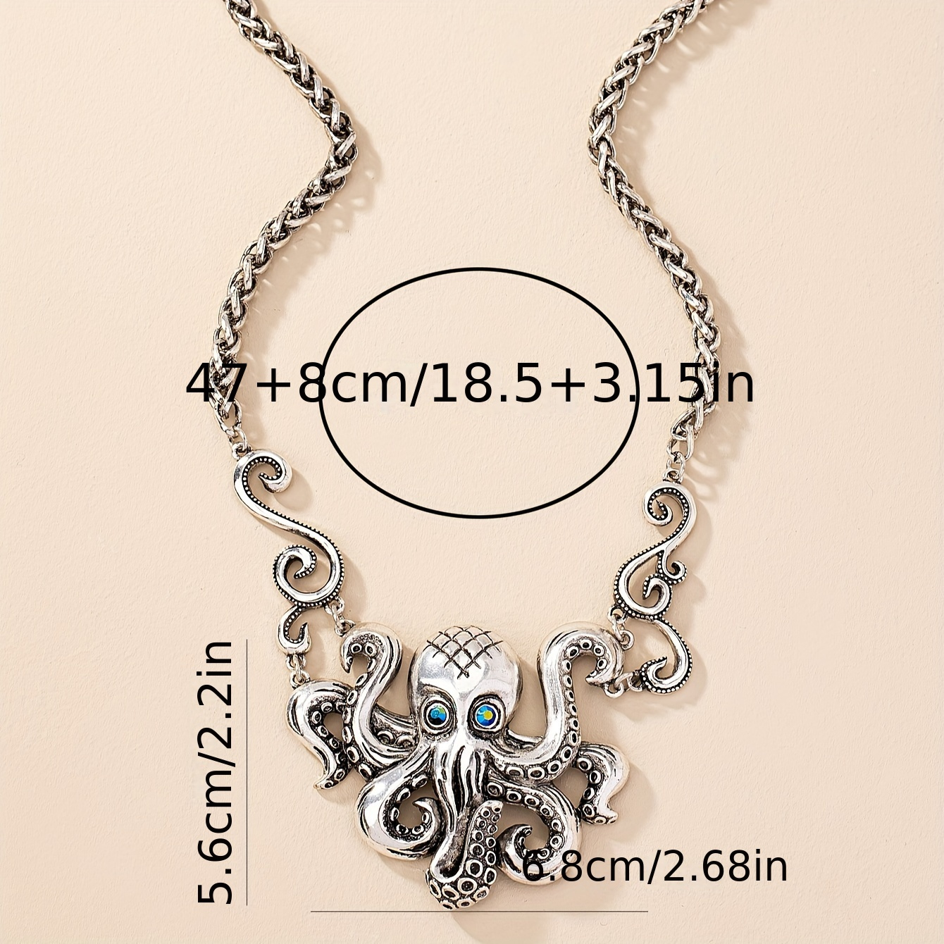 Vintage Octopus Necklace with Rhinestones for Women