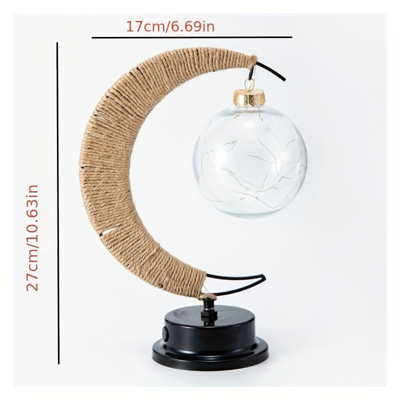 Led Ball Lamp Wrought Iron Moon Lamp Plastic And Iron Bar - Temu