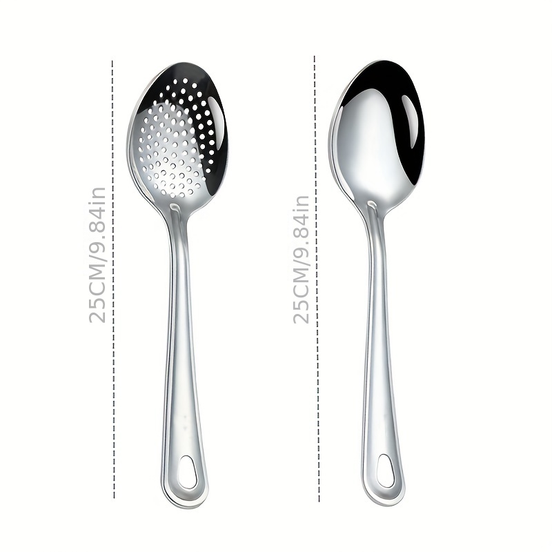 Stainless Steel Serving Spoon Set With Slotted Spoon Serving - Temu