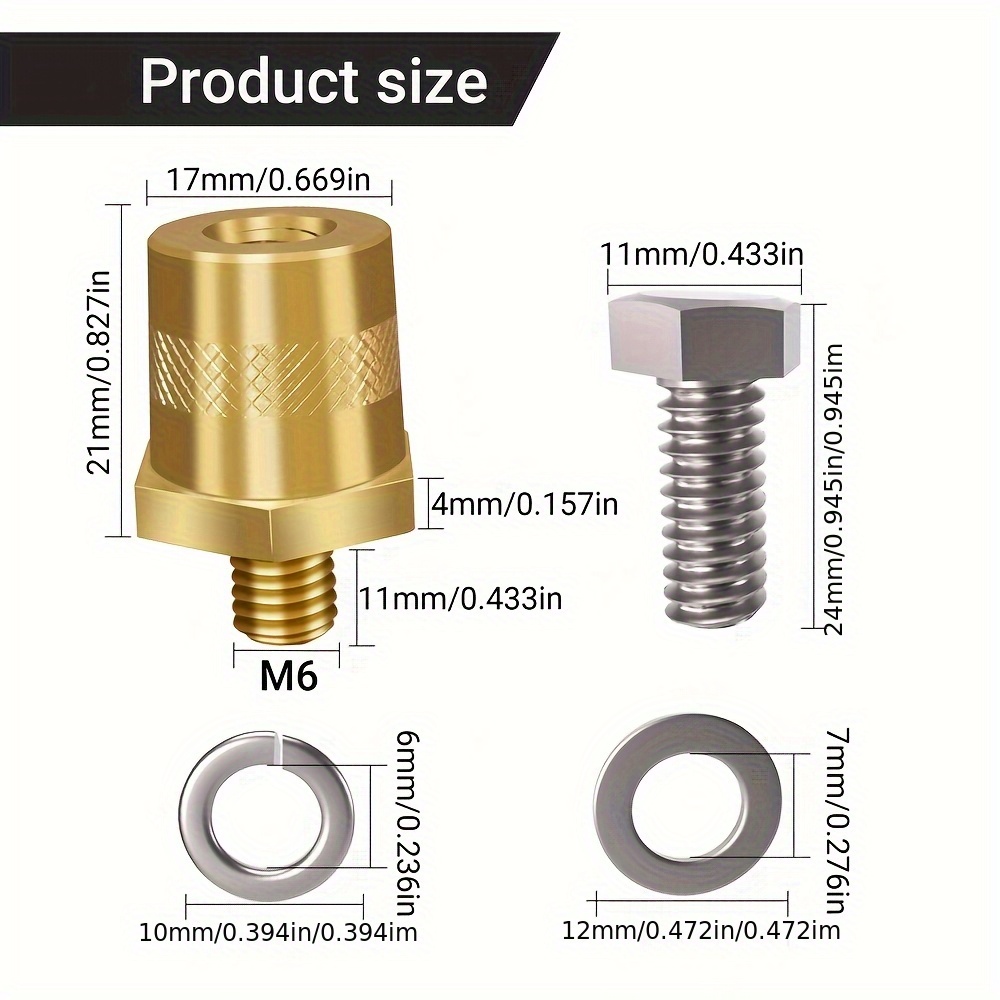 2 шт. высококачественные m6 клеммы для аккумуляторов: медные винтовые адаптеры - подходят для автомобильных батарей; m6 медные наконечники с резьбой Детали 1