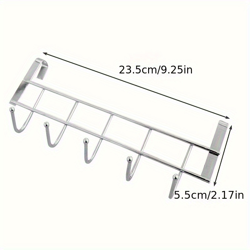 a hook rack with 5 hooks suitable for hanging behind doors on cabinet doors or on walls made of   stainless     used to hang towels behind living room doors or clothes in bedrooms     without drilling holes and   used for home decoration and storage details 5