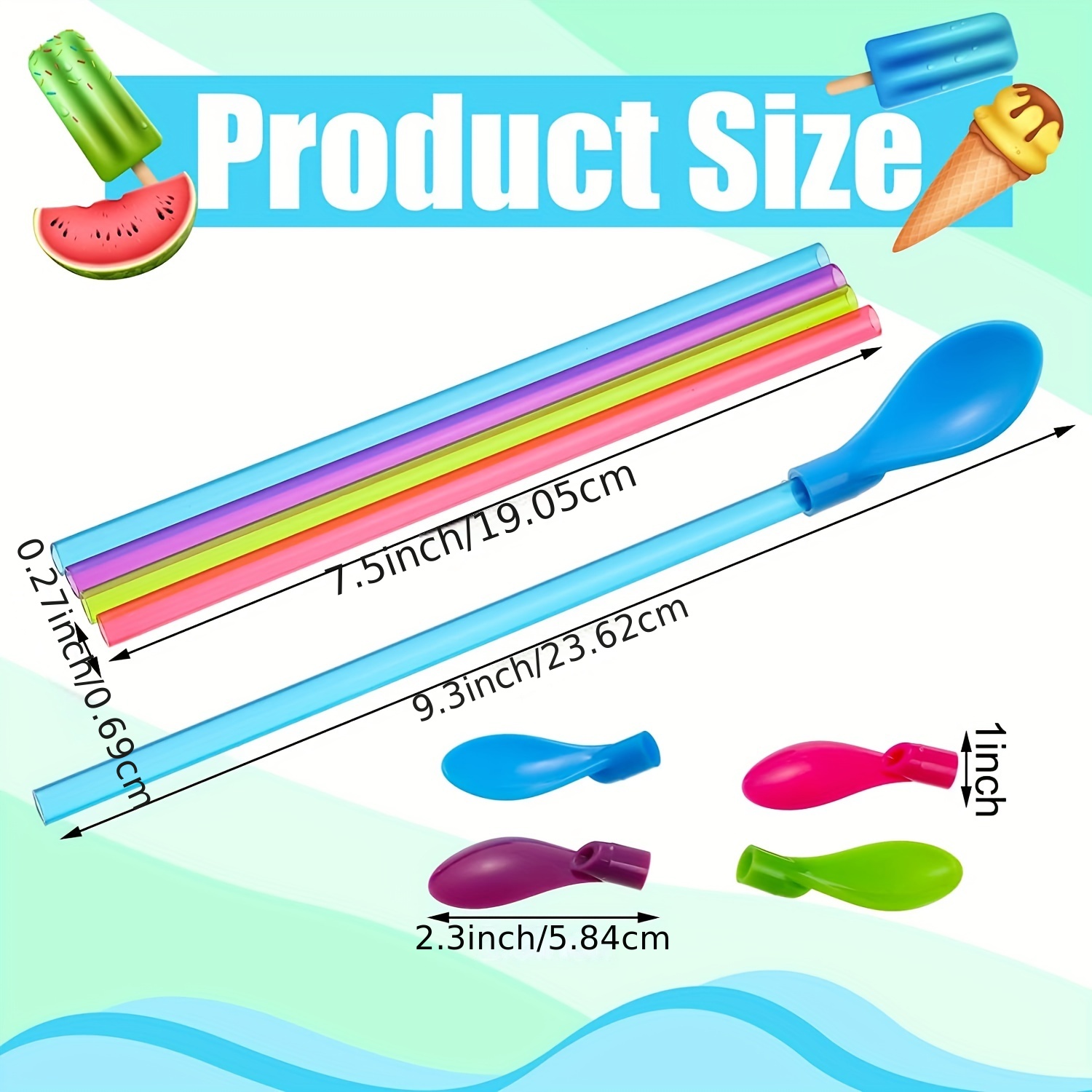 42 Pieces Hard Plastic Spoon Straws 9 Inch Detachable Drinking Straws  Stirring Coffee Spoon for Smoothies Milkshake Frozen Drinks (5 Colors)