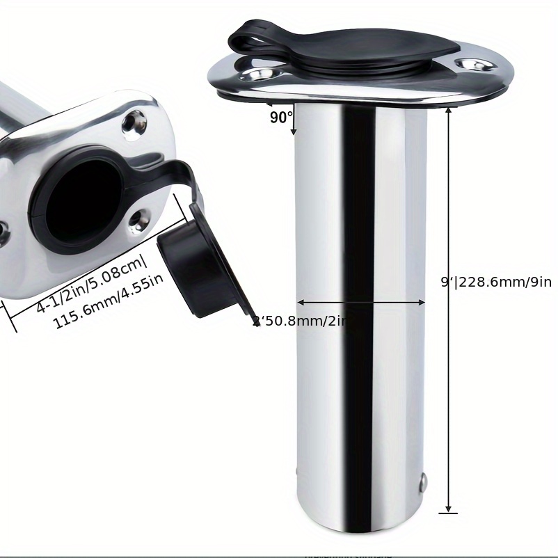 2pcs Flush Mount Fishing Rod Holders with Cap Liner Gasket, Adjustable Angles