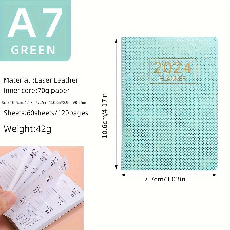 2024 A7 Specification English Planner Laser Pu Cover - Temu