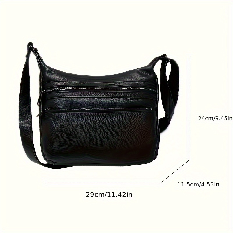 Top Layer Cowhide Light Luxury Briefcase Handbag, Casual Crossbody