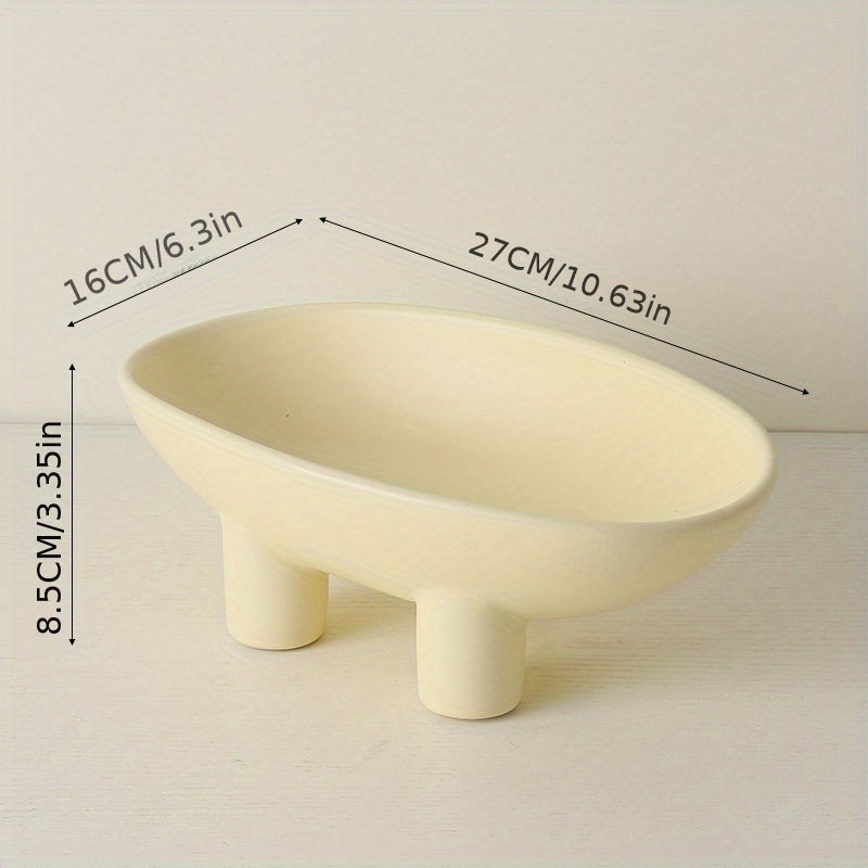 Ceramic Fruit Plate - Three-legged Oval Bowl For Kitchen Counter