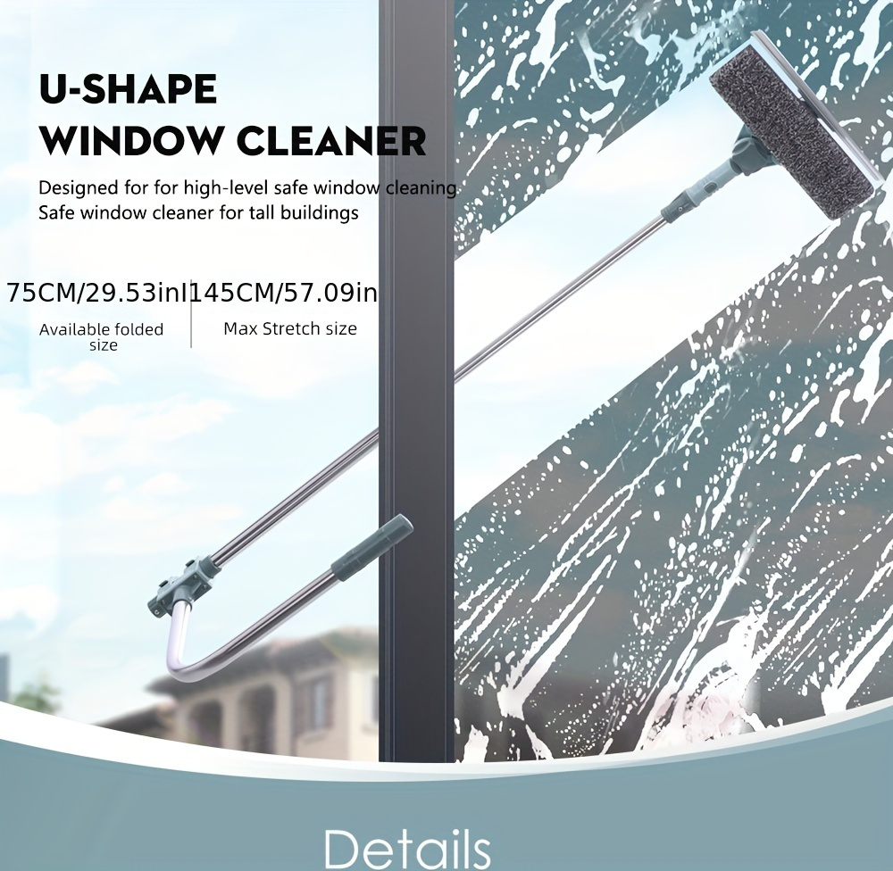 Telescopic Glass Wiper Microfiber Extendable Window Scrubber