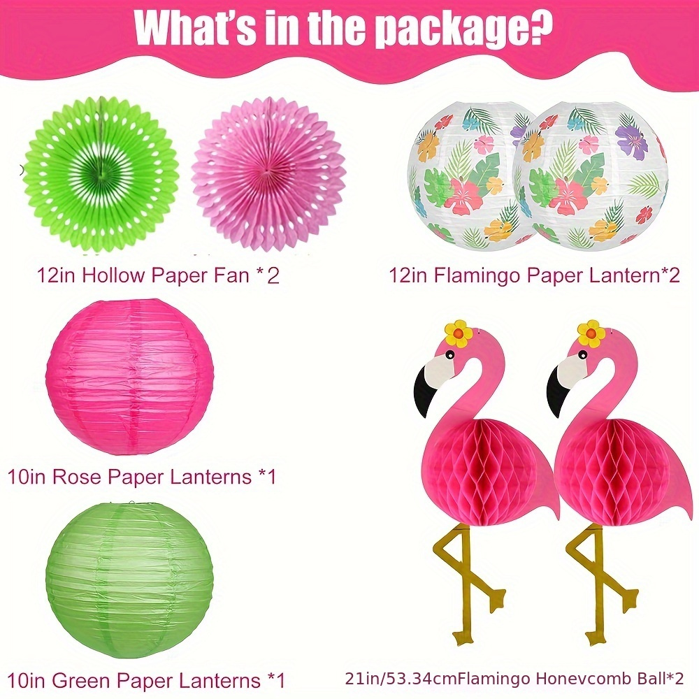 Tropical Flamingo Palm Leaves Party Decorations Paper Fans - Temu