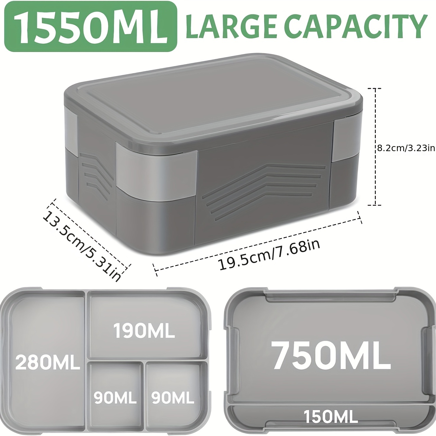 2 Tiers Thermal Insulating Lunch Box Keep Warm 6 hours Food