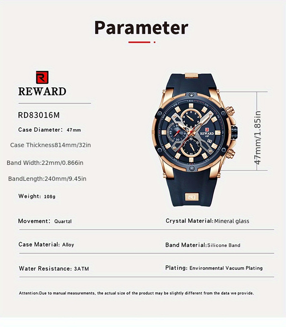 Reward Casual Sport Watches For Men Top Brand - Temu