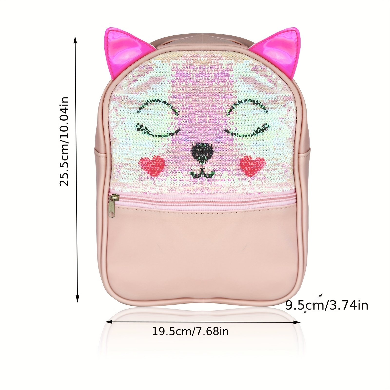 Kids Cat Sequin Backpack PU Glitter Birthday Gift