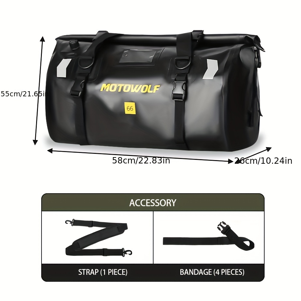  Waterproof Bag 55L 66L 77L Motorcycle Dry Duffel Bag for  Travel,Motorcycling, Cycling,Hiking,Camping(66L, Black) : Automotive