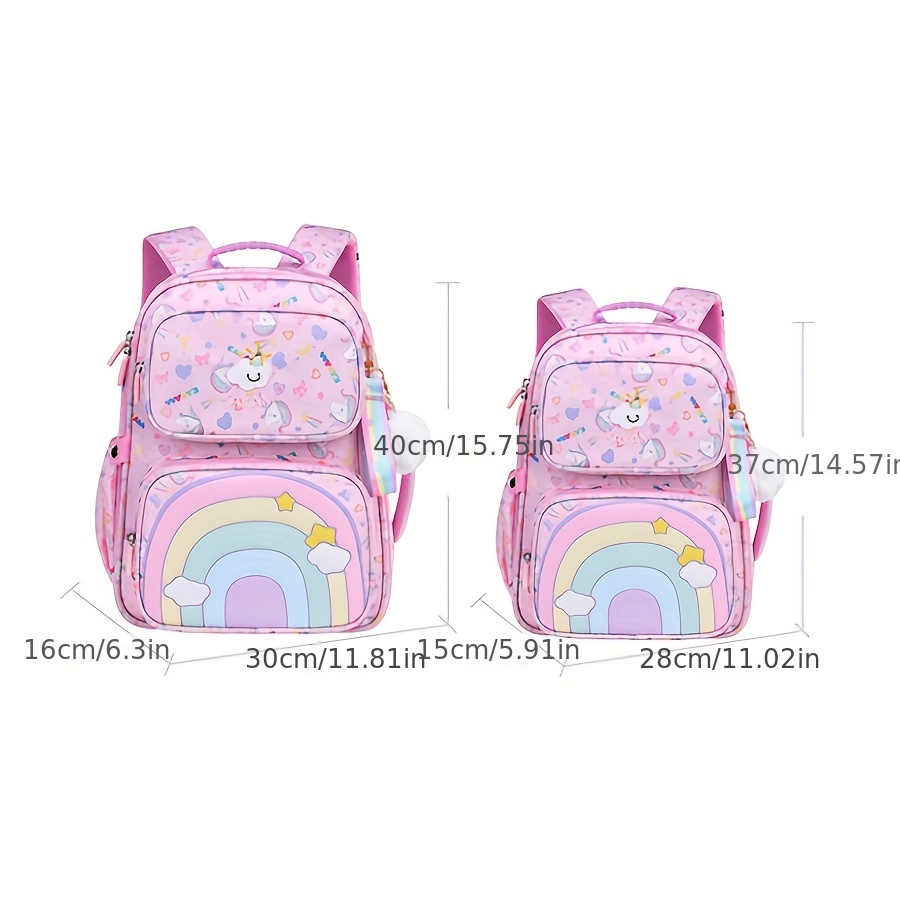 Cartoon Rainbow Print Backpack, Kawaii Cute Preppy College School Bookbag,  Casual Travel Daypack Knapsack For Students Girls - Temu