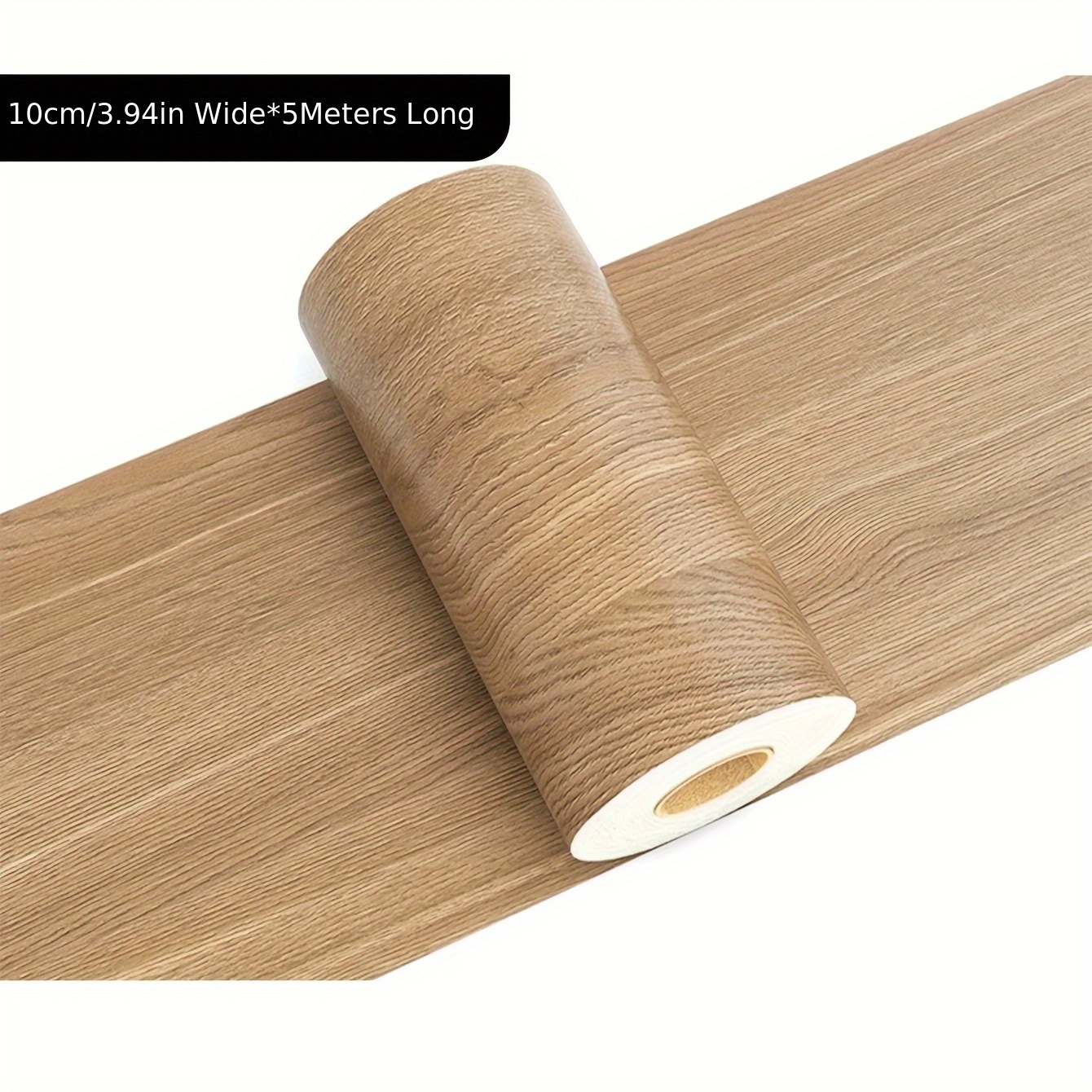 1 Roll Realistic Wood Grain Waterproof Vinyl Patch Sticker - Self-adhesive Thin Edge Trim Cover For Doors, Cabinets, Furniture, Tables, Chairs - Diy Home Decor, Easy Application, Durable & Removable