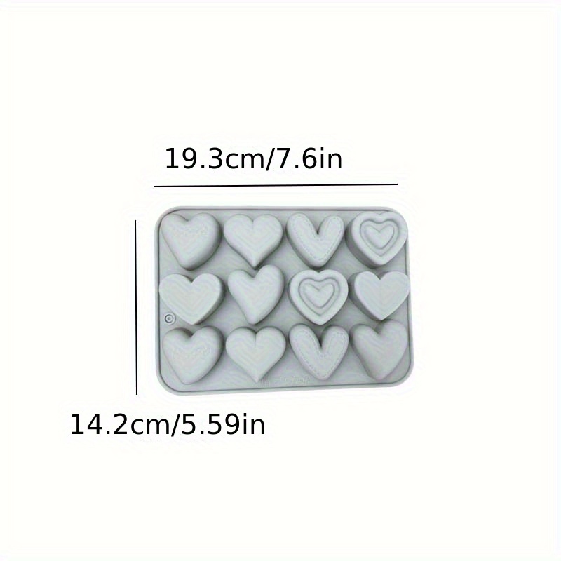 Image of 1pc 12-hole Heart-shaped Silicone Mold, Suitable For Plaster, Micro Cement, Wax, Resin Crafts, Perfect For Home Decor, Gift Boxes, And Party Favors