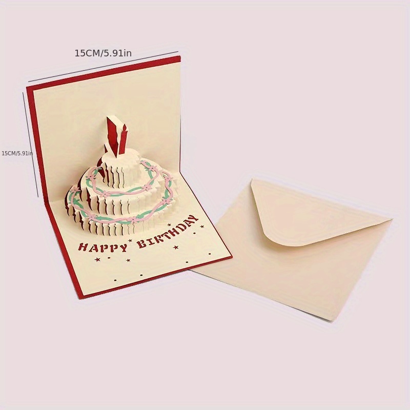 1pc Birthday Greeting Card Three Dimensional Cake Card Creative Gift ...