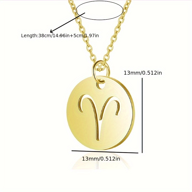 Vintage Zodiac Pendant Necklace Stainless Steel Chain Twelve Constellations