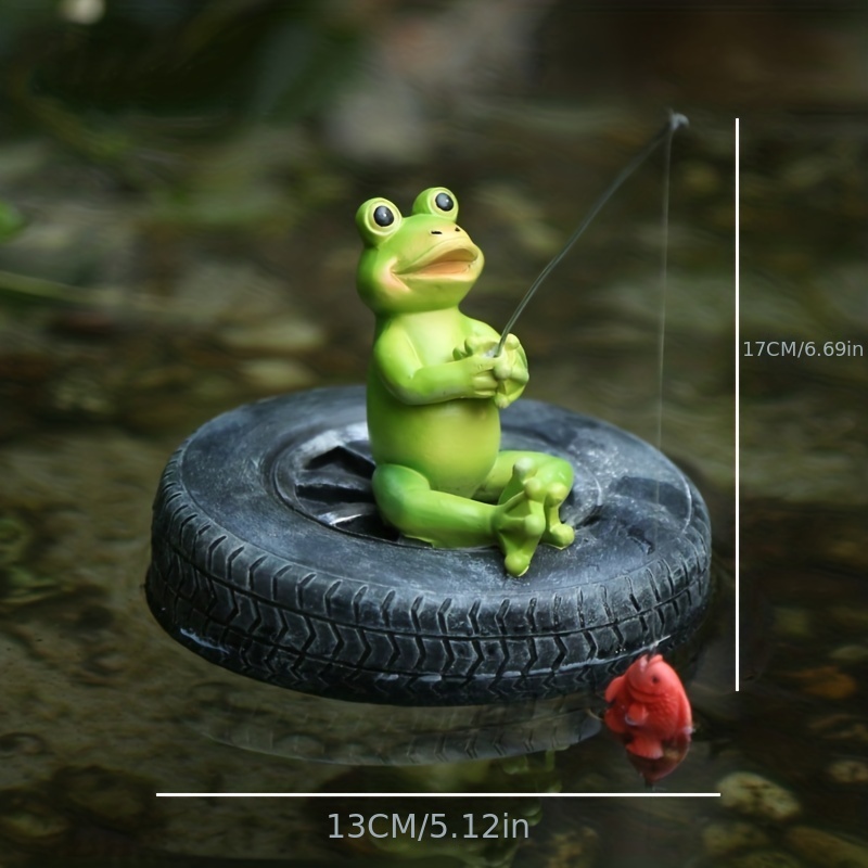 Frog With Fishing Pole Figurine