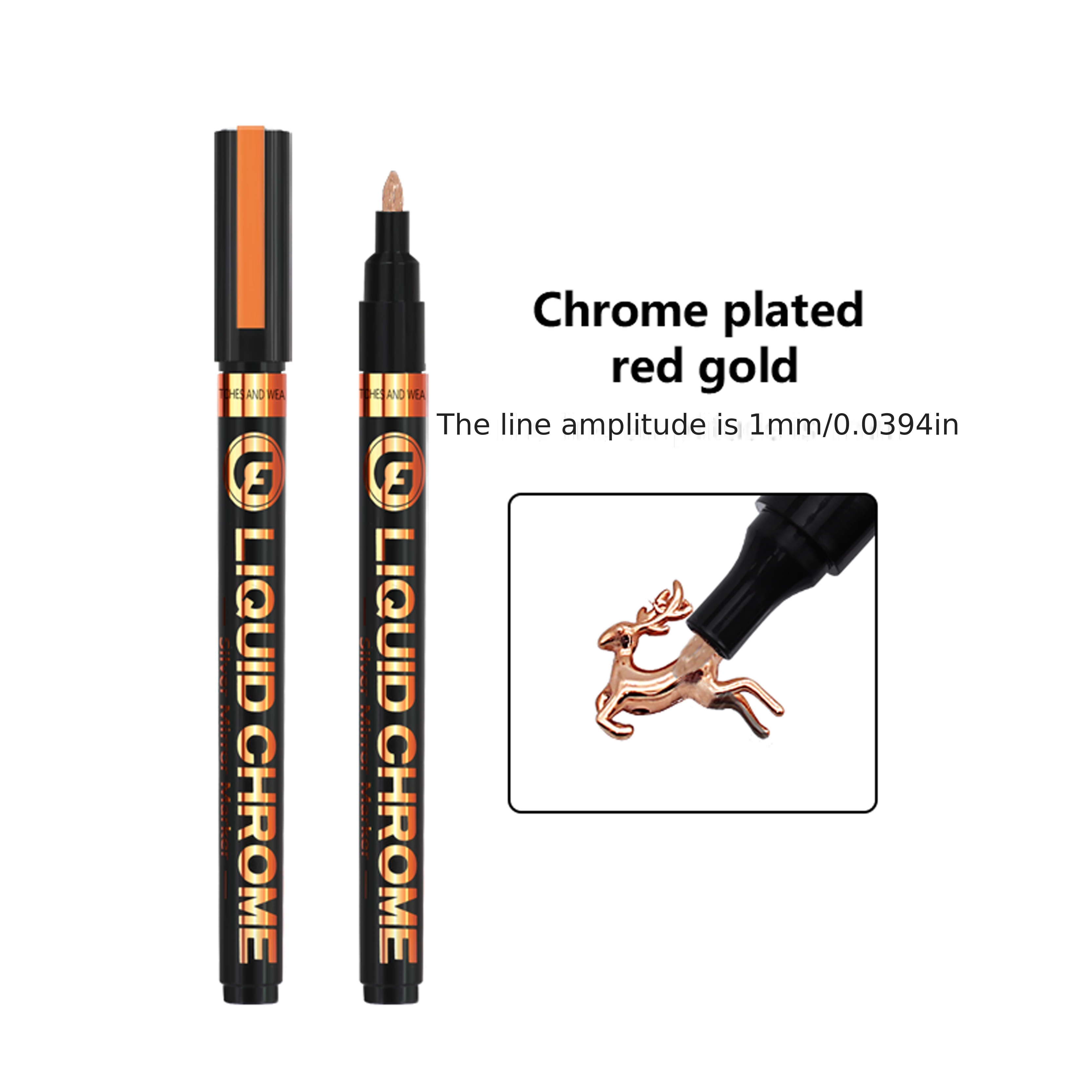 4 Colors Liquid Mirror Chrome Marker Pen Gold Red Gold Copper Gold