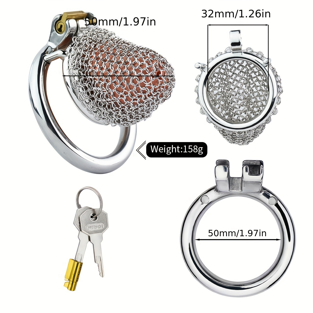 Stainless Steel Vagina Shap Male Chastity Cock Cage - Temu