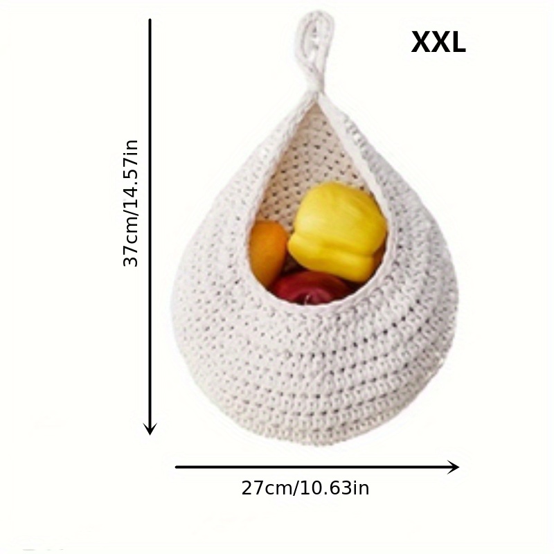 1pc Handwoven Wall Hanging Basket Fruit Vegetable Storage Kitchen