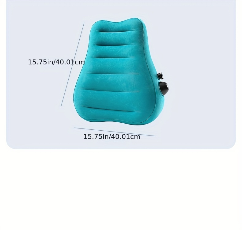 teal inflatable lumbar support pillow ergonomic   with pressure relief design for long distance flights high speed trains office use washable synthetic fiber   season   flight   accessory   design inflatable travel pillow Product details 26